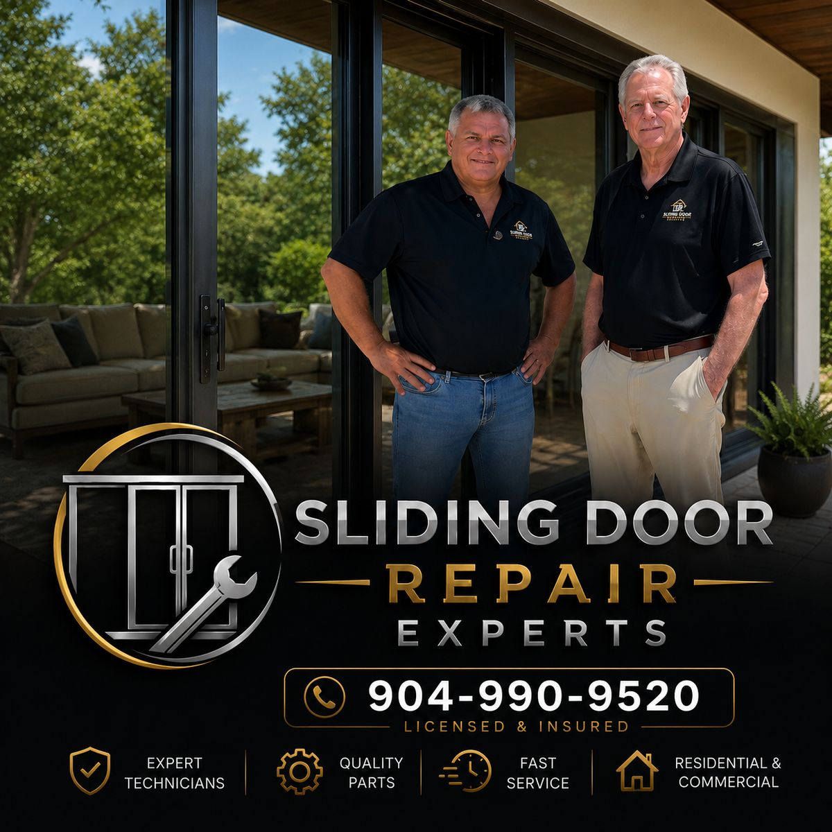 The Sliding Door Repair Experts team at a customer's sliding glass door